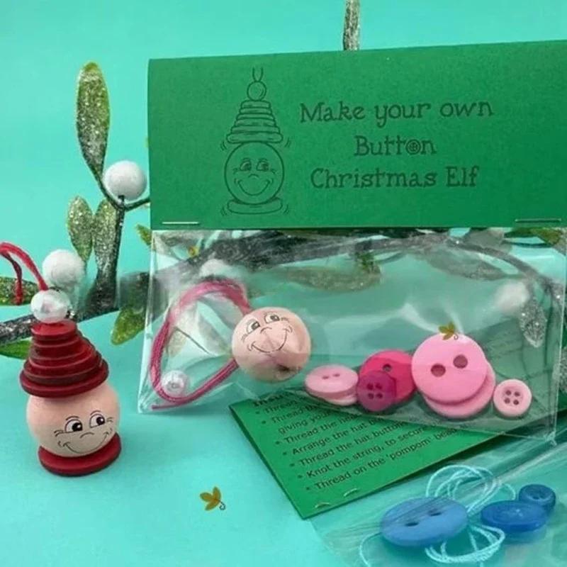 Diy Button Christmas Decoration Set Homemade Sewing Ornaments Christmas Crafts Ornament Kit For Xmas Hanging Decorations