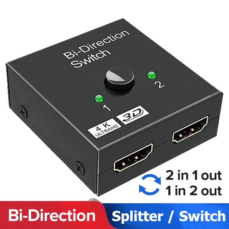 HDMI-kompatibler Switch Bidirektional 2.0 Splitter 1x2/2x1 Adapter 2 in 1 out Konverter für PS4 Pro/4/3 TV-Box 4K Switch