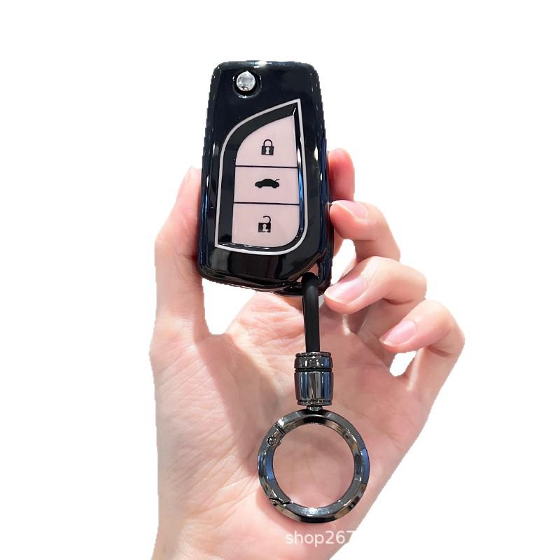 

Toyota Key Cover for Camry, Avalon, RAV4, Vios, Highlander, Ling Shang - Unisex Car Shell B2 Black/Pink Case - Single Shell