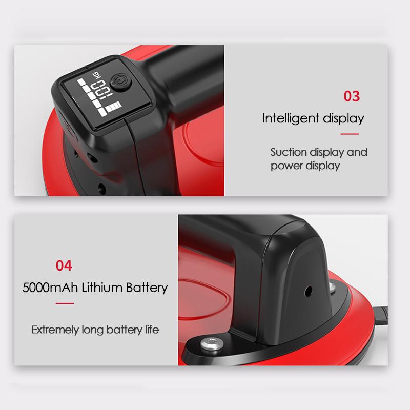 5000mAh Intelligent Display Electric Vacuum Suction Cup 200KG Load Heavy Duty Granite Tiles Glass Lifter Lifting Magnets Tools