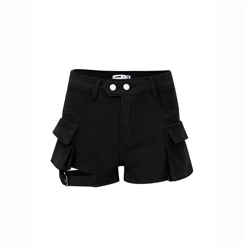 KSLAT Denim Hot Cargo Garter High Gal Korean Military Style Women's Shorts, Pants, Pants, Jeans, Waist, A-Line, Style, Casual, Summer, Sexy, (Color 4,