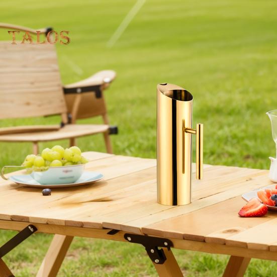 Stainless Steel Drink Pitcher 1.5/2L Large Capacity Cocktail Pot with Handle Modern Beverage Carafe for Juice Coffee Wine
