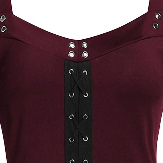 Damenkleid Spitze Patchwork Schmetterlingsärmel Halloween Großer Saum Tief ausgeschnitten Ösen Kleid für Halloween