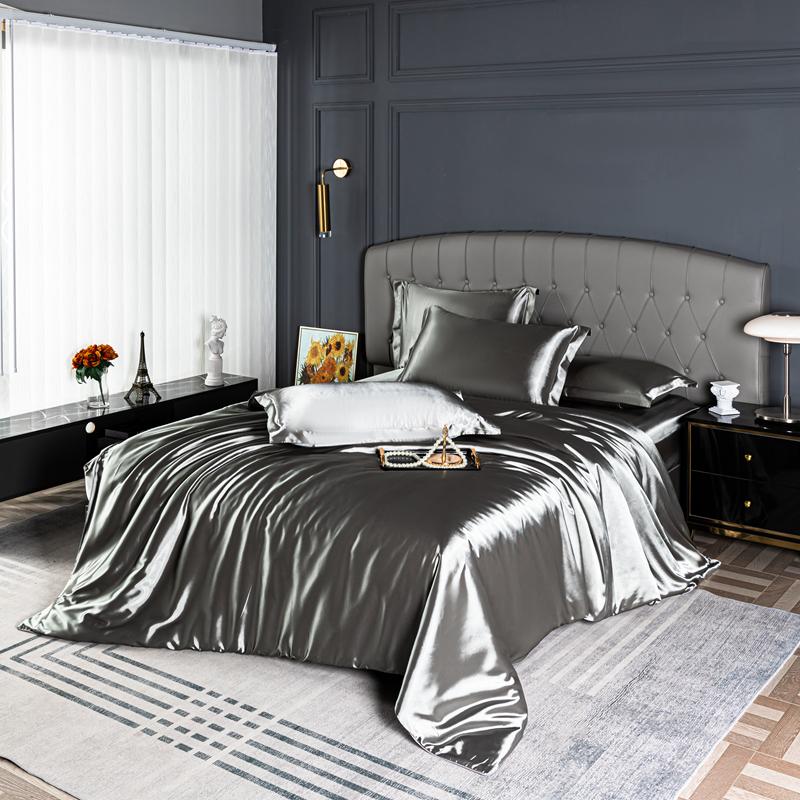 High Quality Bedding Set Skin Friendly Satin Quilt Cover Single Double Full Queen Solid Color Duvet Cover