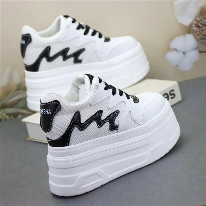 Fashion 10CM Thick Soled Women's Vulcanize Shoes Retro Platform Ladies Leisure Sneakers 12CM High Wedges Chunky Female Footwear 34-39