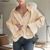 INCERUN Oversized Men Lapel Neck Long Sleeve Buttons Double Layers Casual Plaid Shirts