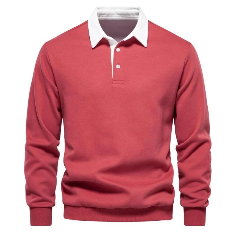 2025 Men's Pure Cotton Long Sleeved Polo Shirt for Autumn and Winter, New Fashionable and Casual Multifunctional Top