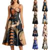 Women's Casual Sleeveless Round Neck Halloween Print Dress for Party Wear