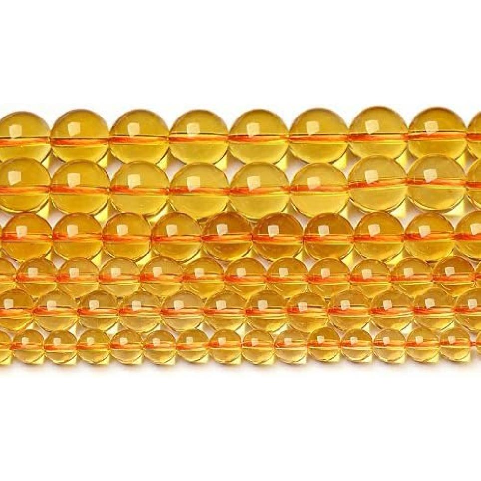 4MM 6MM 8MM 10MM 12MM 14MM Round Gemstone Yellow Citrine Natural Stone Beads Strand for Jewelry Making Wholesale 15"