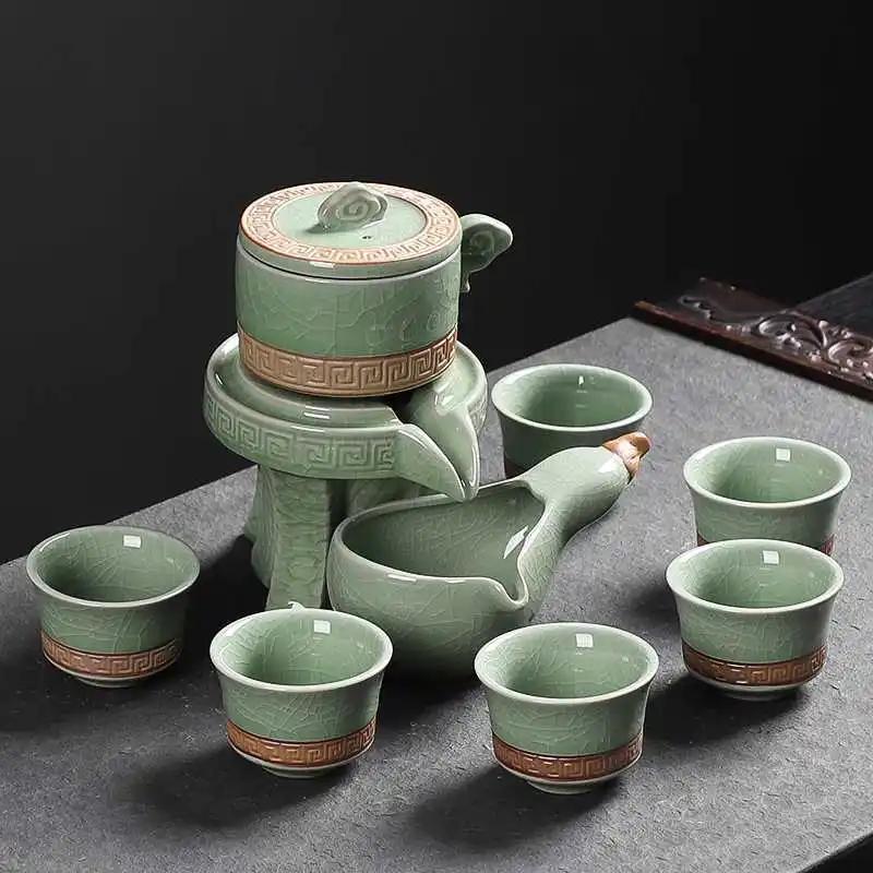 Chinese Teaset Bone China Teapot Tea Cup Set High-End Automatic Modern Travel Kung Fu Teaware Strainer