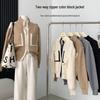 Women's Slim Fit Color Block Knitted Sweater with Stand Collar and Double-Head Zipper