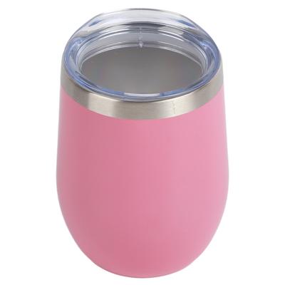 12oz 304 Stainless Steel Eggshell Cup U Shape Insulation Wine Cup Big Belly Eggshell Cup Pink 12oz