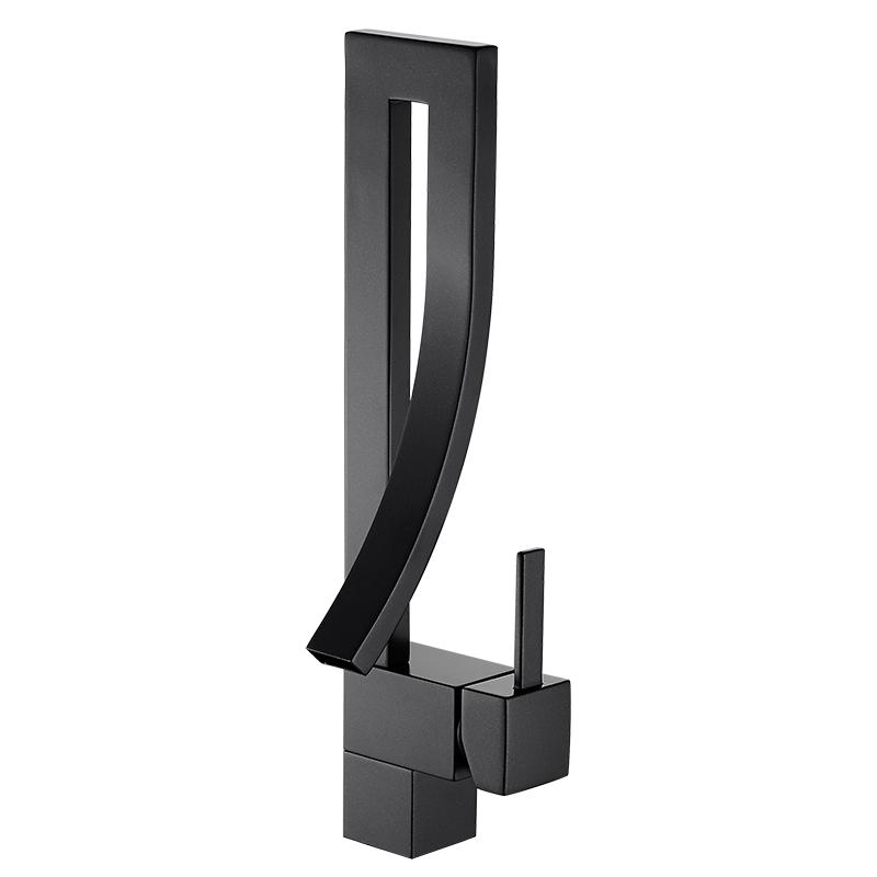 BAKALA Élégant Laiton Salle de Bain Robinet de Lavabo Carré Luxe Mitigeur d'Évier Monté sur Plage Chaud et Froid Robinet Mitigeur d'Évier FA-12504