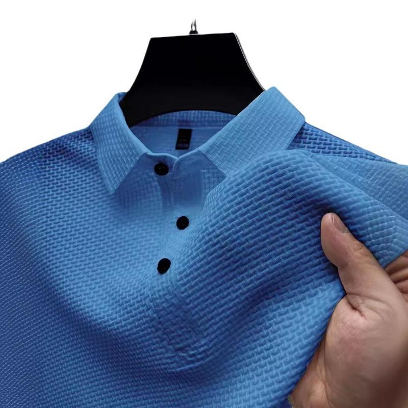 Polo da uomo a maniche corte in maglia a nido d'ape Casual Traspirante Top da lavoro