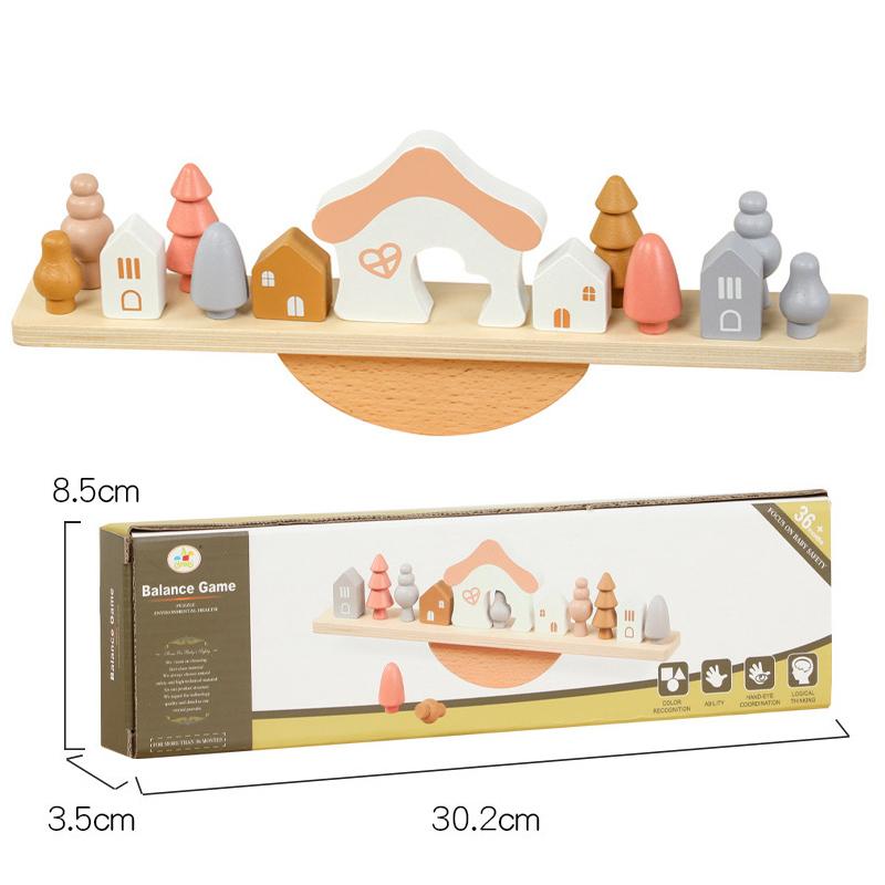 Montessori Holzbaumspielzeug Tier Balance Stapelbausteine Spiel Frühe Kindheit Bildung Kreatives Spiel für Kleinkinder 1-3