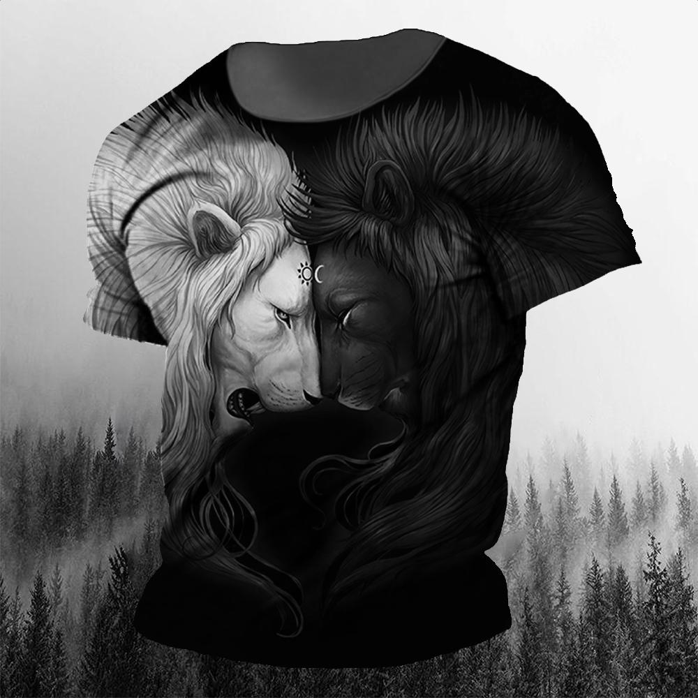 Men's T-Shirt 3d Animal Print Short-Sleeved O-Neck Top 3d Casual Street Men's T-Shirt Oversized Retro T-Shirt Men's Clothing