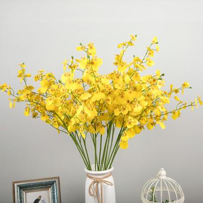 Yellow Artificial Fake Flower Plant Potted Zen Home Decoration Decoration Plastic Bouquet Single Peacock Dancing Orchid BL28360 Yellow Small Branch