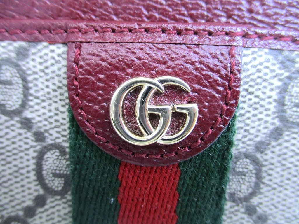 Authentic GUCCI Ophidia Bordeaux Leather Business Card Case #b153  Open box