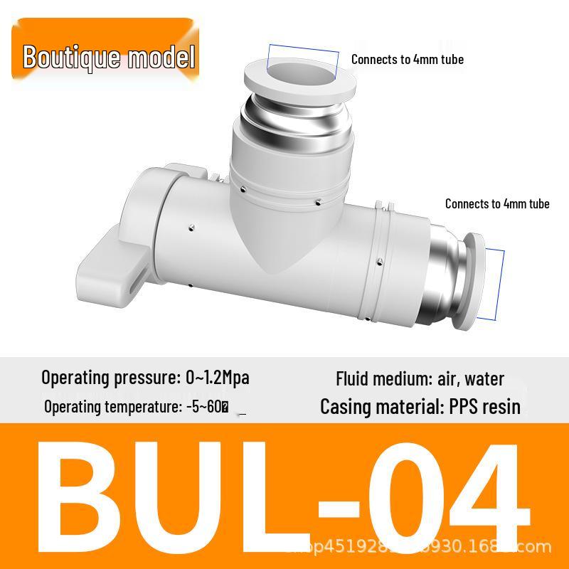 Zhuoji Pneumatic BUC-6-10 Hand Valve with 8mm Tubing, 12mm Straight-Through Air Valve, Quick-Connect Fittings.