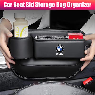 For BMW Performance M PU Leather Auto Console Side Seat Plug Filler Organizer Box Car Seat Gap Bag Multifunction Seat Organizer