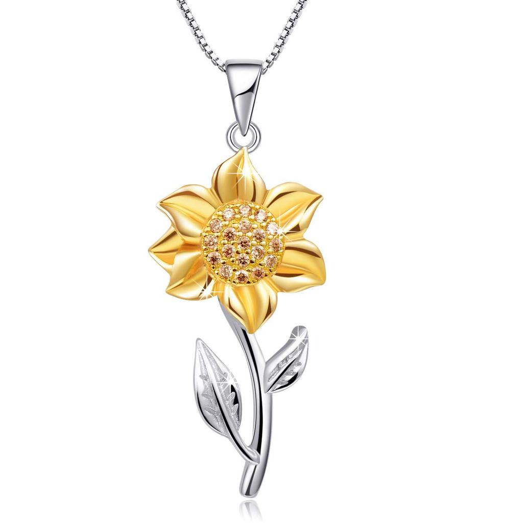 Sunflower Gold Plated Rose Gold Ladies Clavicle Necklace, Accessories