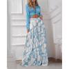 Women's Printed Casual Suit Lapel Sexy Lace-up Shirt. Waist Wide Leg Pants Two-piece Set