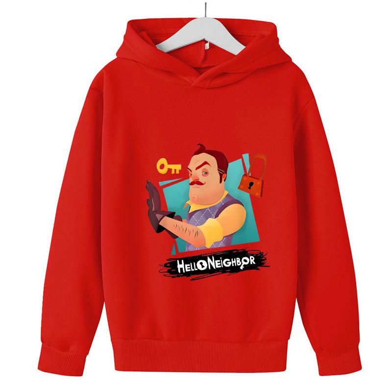 Hello Neighbors Cartoon Kids Hoodie Spring Autumn Boys Long Sleeve Outerwear Fashion Girls Sweatshirts Children Clothes 100
