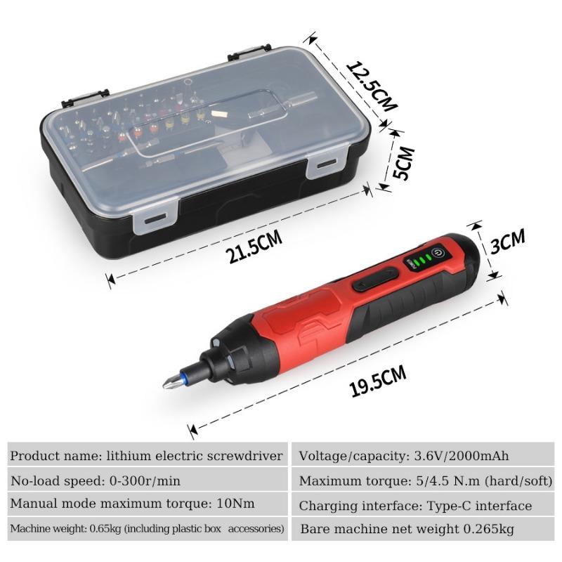 Electric Screwdriver Large Torque Multifunction Cordless Straight Shank Screwdriver Set
