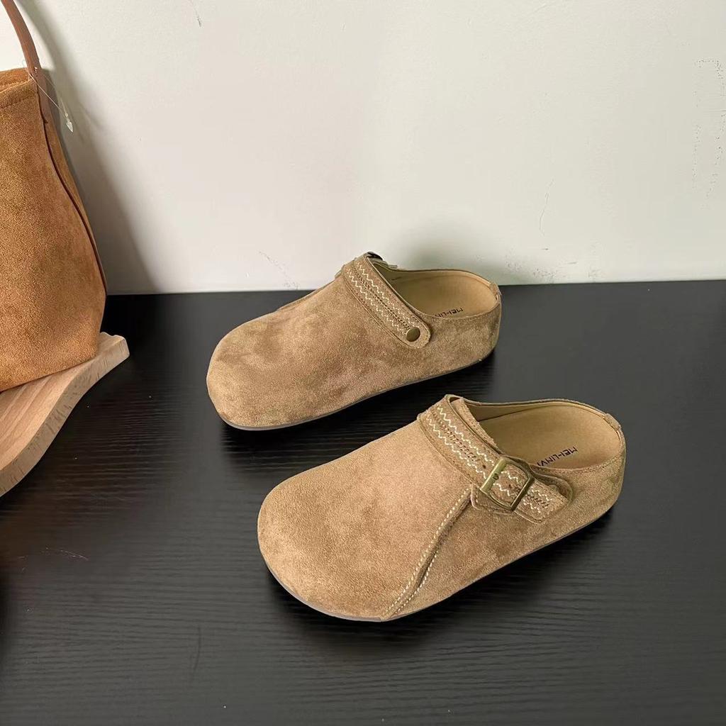 Lightweight outer wear versatile one-pedal Boken slippers women's 2025 autumn new heightened thick-soled bag head Boken half slippers