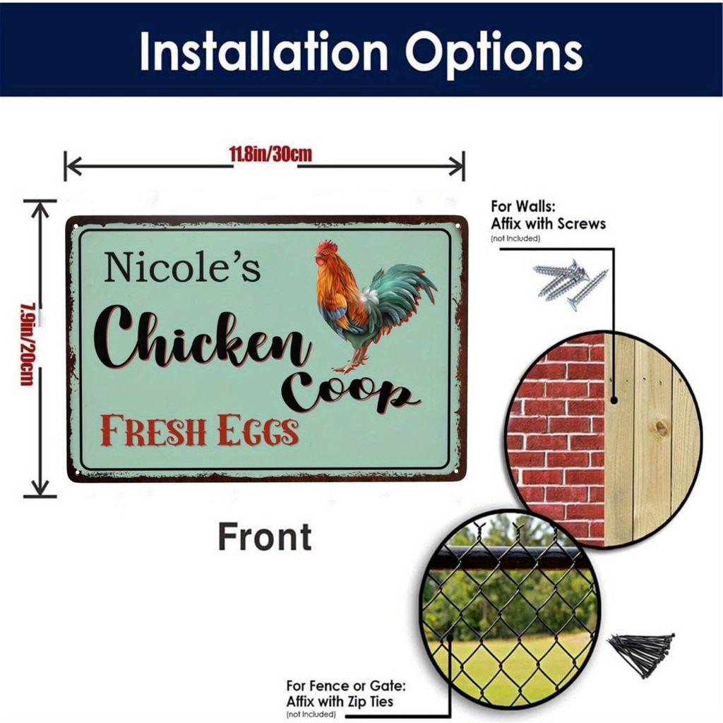 Custom Metal Rooster Sign Farmhouse Wall Art Outdoor Decor