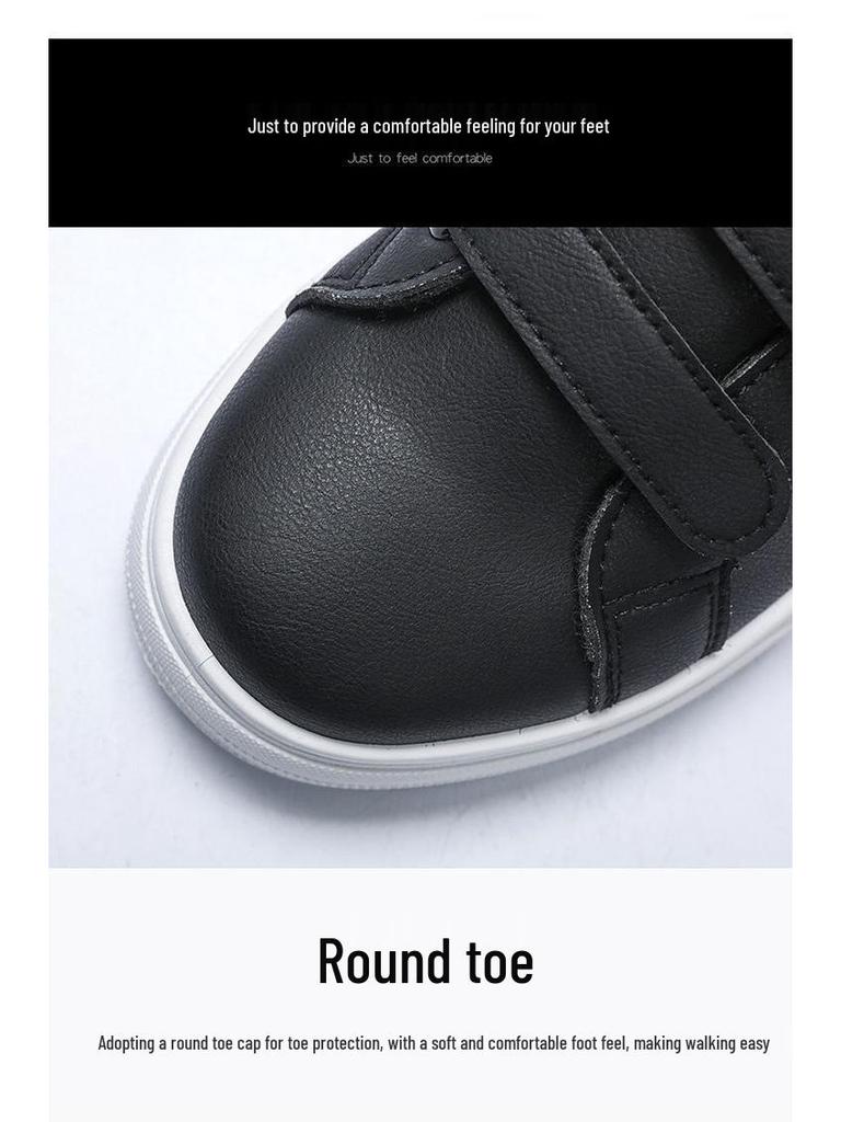 Men's Velcro Low-Top White Skate Shoes - Breathable, Thick-Soled, Non-Slip, Casual Footwear for Autumn