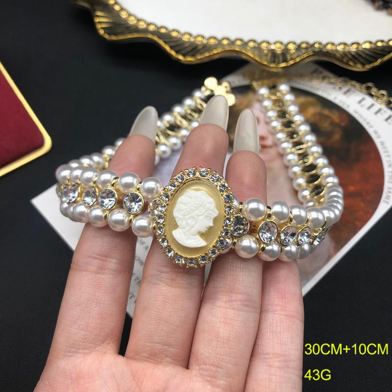 Western Retro Mapei Pearl Necklace Stud Earrings Set Hepburn Style Accessories Cheongsam Dress Neck Chain Women