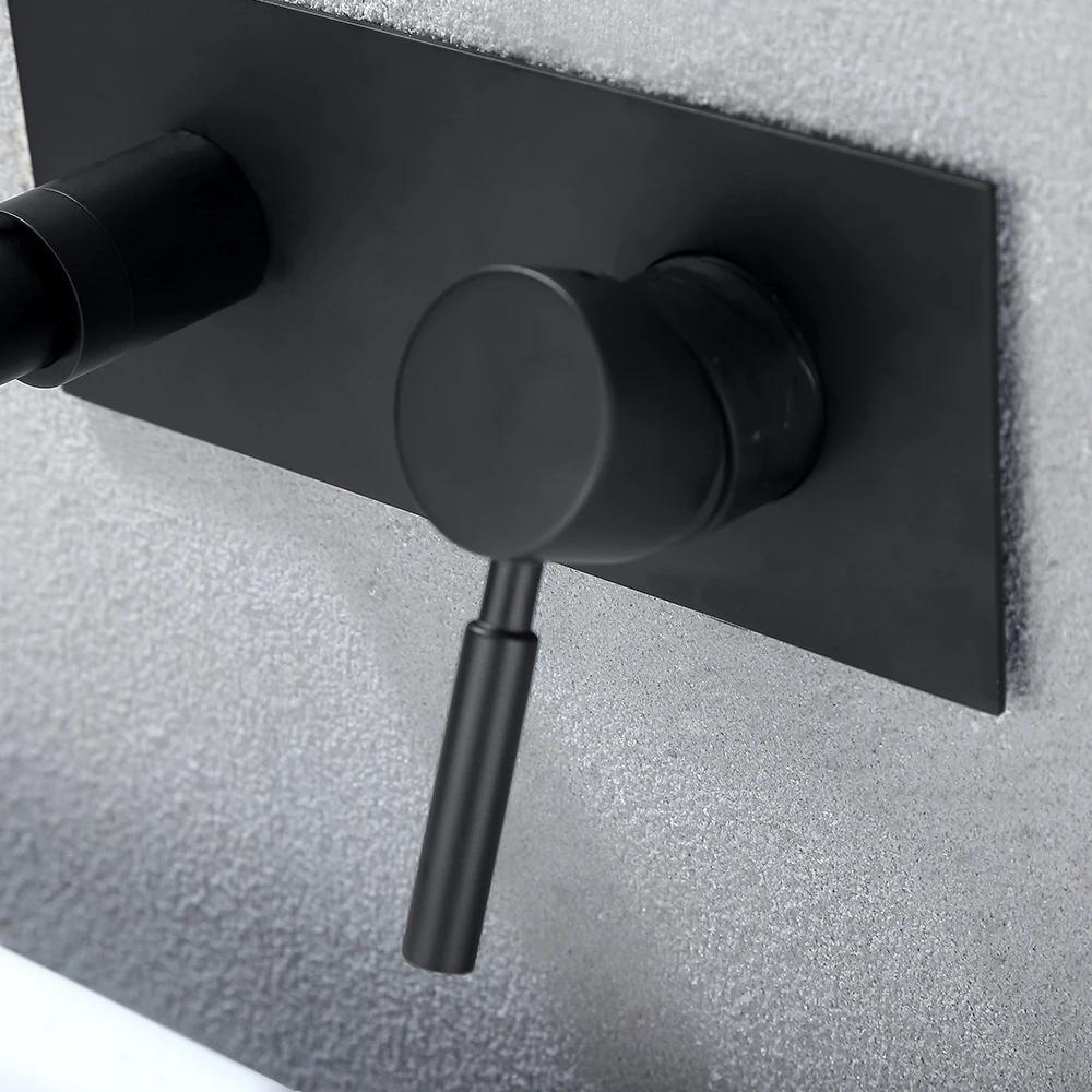 Bagnolux Black Embedded Installation Two Holes Shower Bathtub Vanity With Sink Cold And Hot Mixer Bathroom Faucet