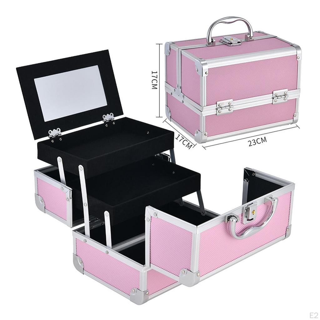 Cosmetic Storage Case with Mirror And Handle for Makeup Tools
