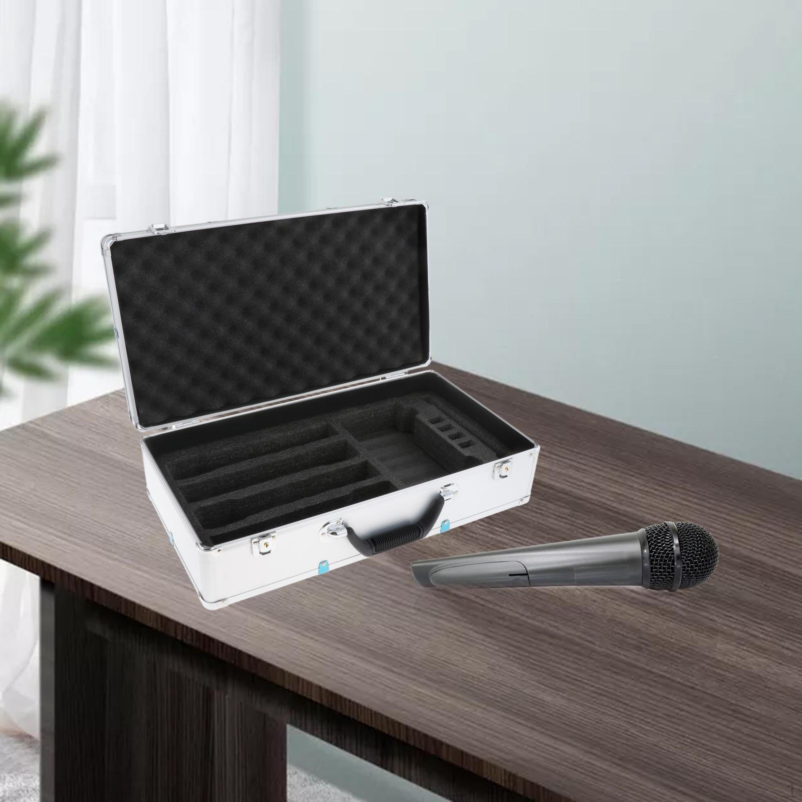 

Bag EVA Inner Foam Hard Shell Portable Aluminum Mic Suitcase Guide System Stage Storage Box срібний