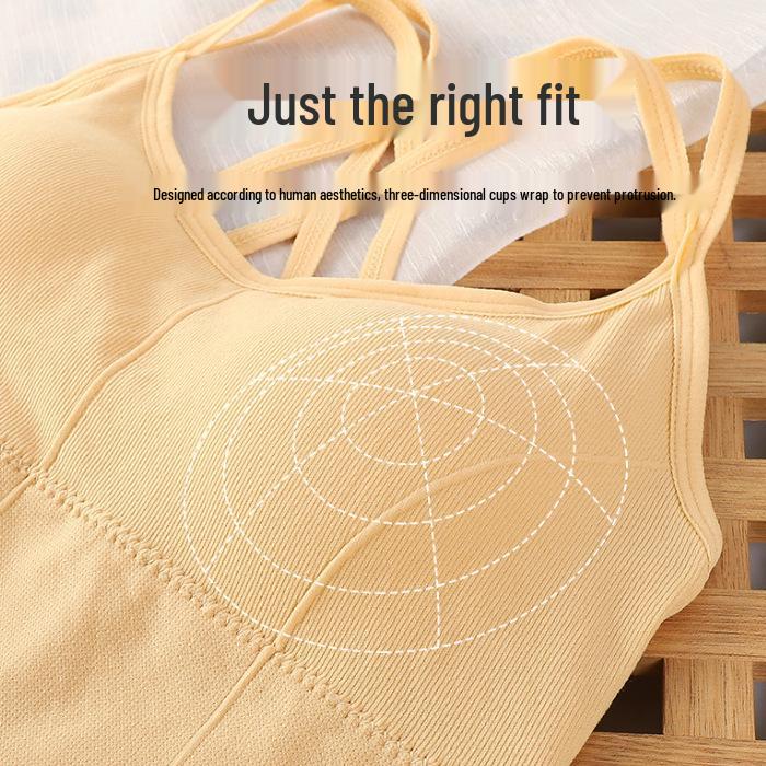 Ribbed Strapless Halter Backless Sports Vest with Chest Pads