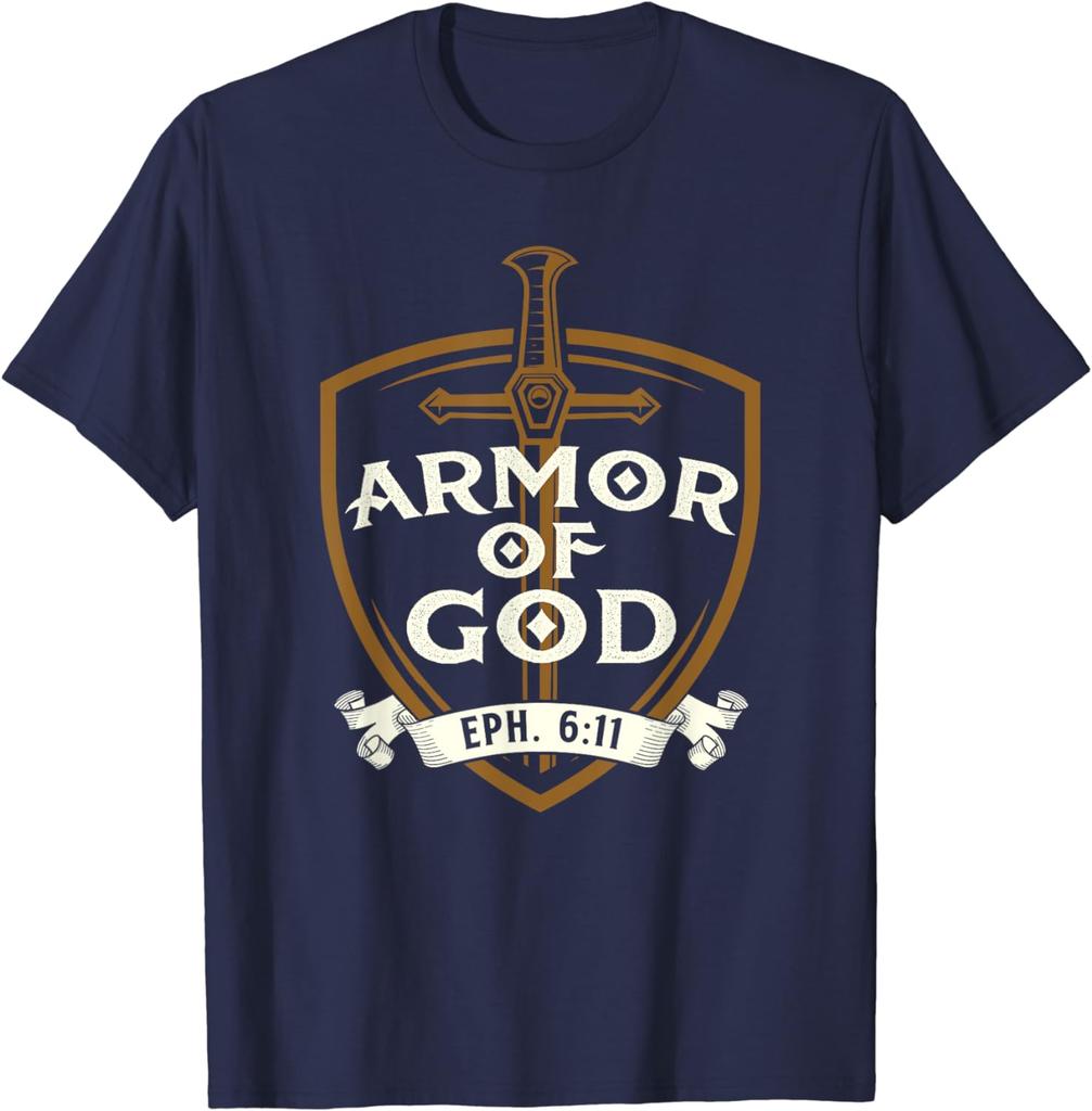 Armor of God Jesus Christ Believer Bible Christian Faith T-Shirt Vintage Classic Fashion Streetwear Men Clothing 100% Cotton