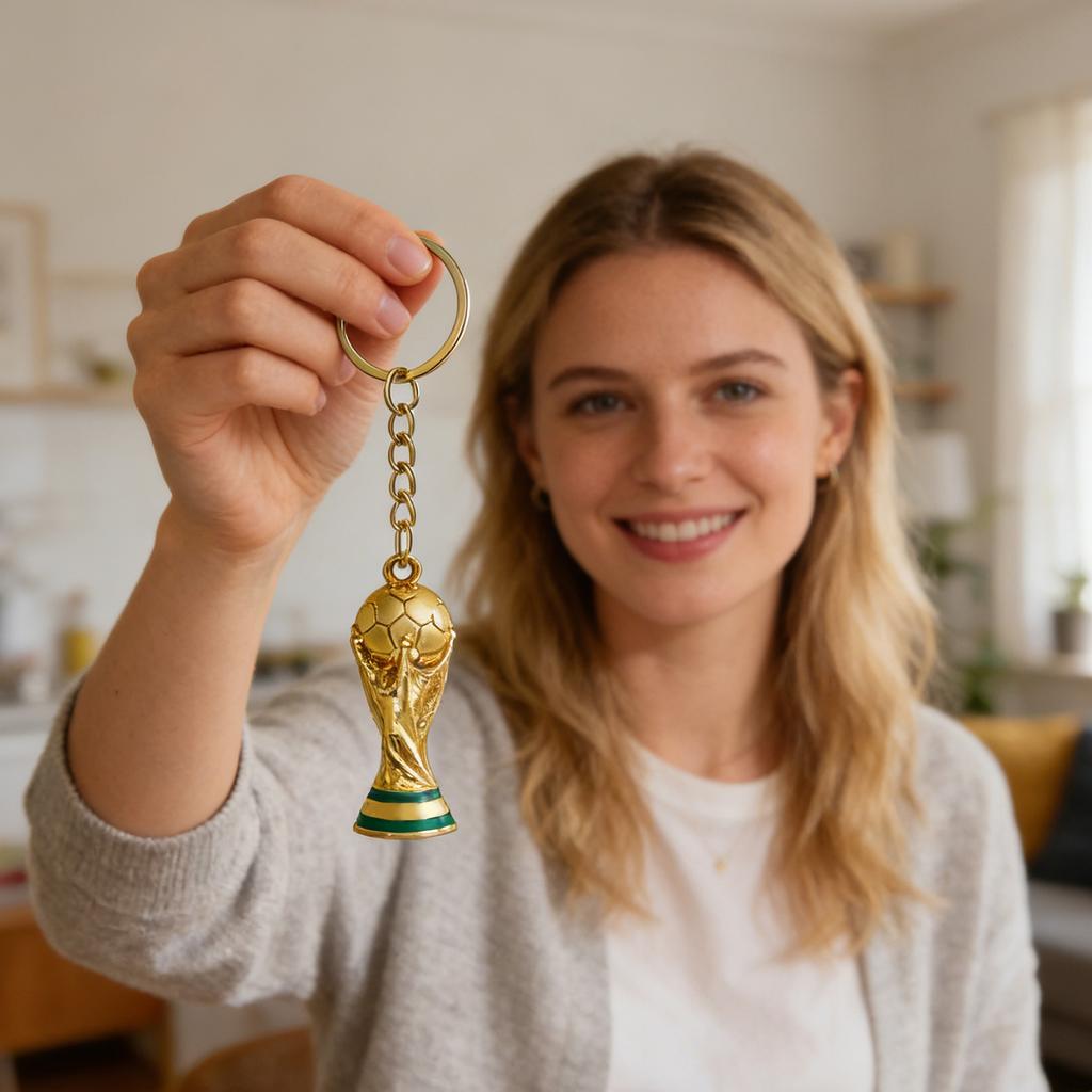 Metal Trophy Keychain Pendant, Fan Gift Decoration, Football Merchandise, Football Trophy Ornament