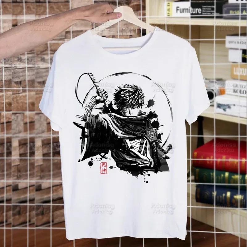 Bleach Zaraki Kenpachi Kurosaki Ichigo T Shirts For Guys O-Neck Short Sleeve Regular Mens height Quality Men Hip-Hop Tee Shirt