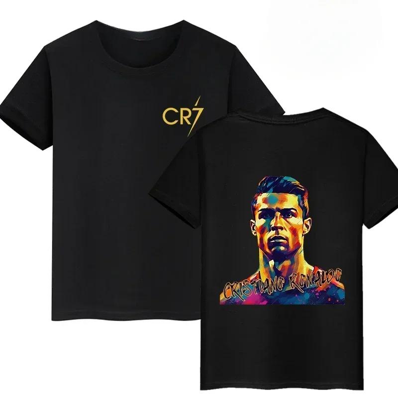 2026 Hot Summer Football Star Cr7 Cotton Children T-shirt Brand Sport Double Sided Print Casual Men Women Clothes Short Sleeve Top Boy Girl Tee