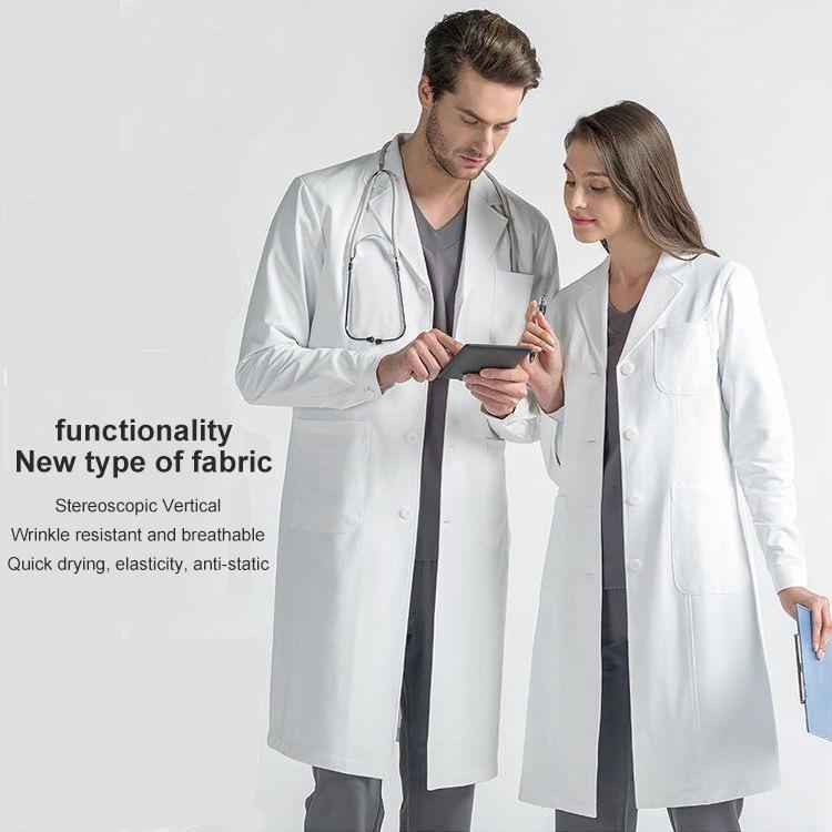 Women's Long-Sleeve White Lab Coat and Short-Sleeve Nurse Uniform