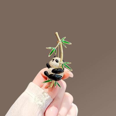 Luxe Leuke Panda Broche met Bamboe - Chinese Stijl Sieraden