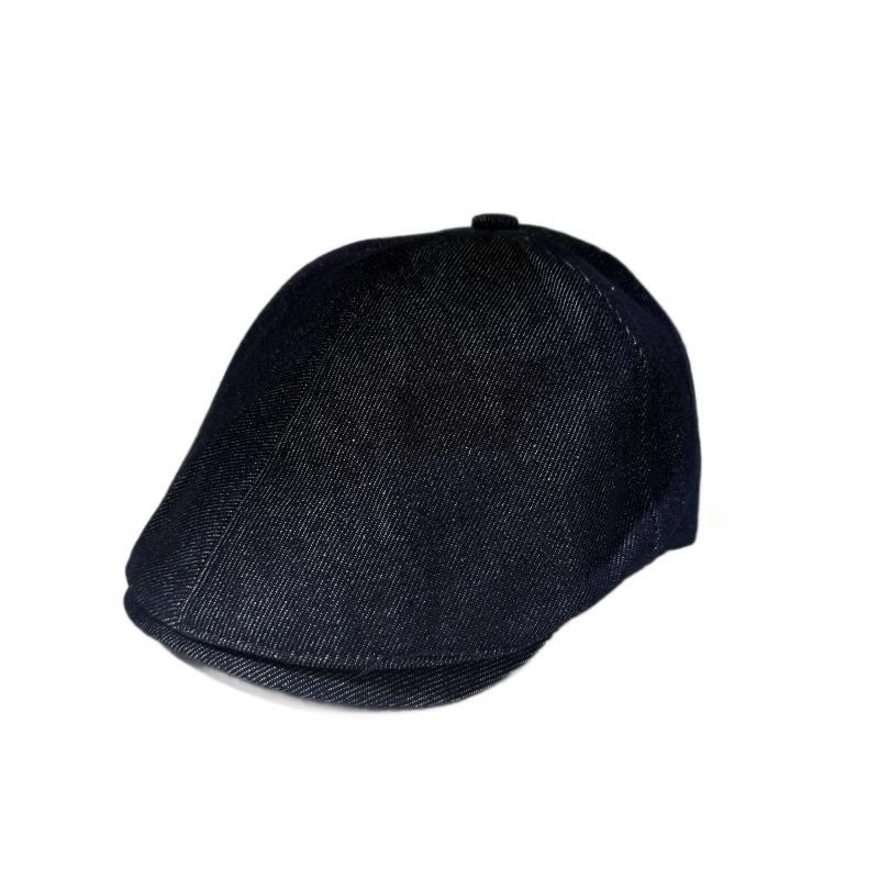 Vintage Navy Blue Denim Forward Hat Women's Cap with Top Buckle Niche Newsboy Hat Painter Hat