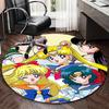 1pc Sailor Moon Anime Cartoon Design Round Carpet Office Chair Mat, NonSlip Rug for Home Decor, Living Room, Bedroom