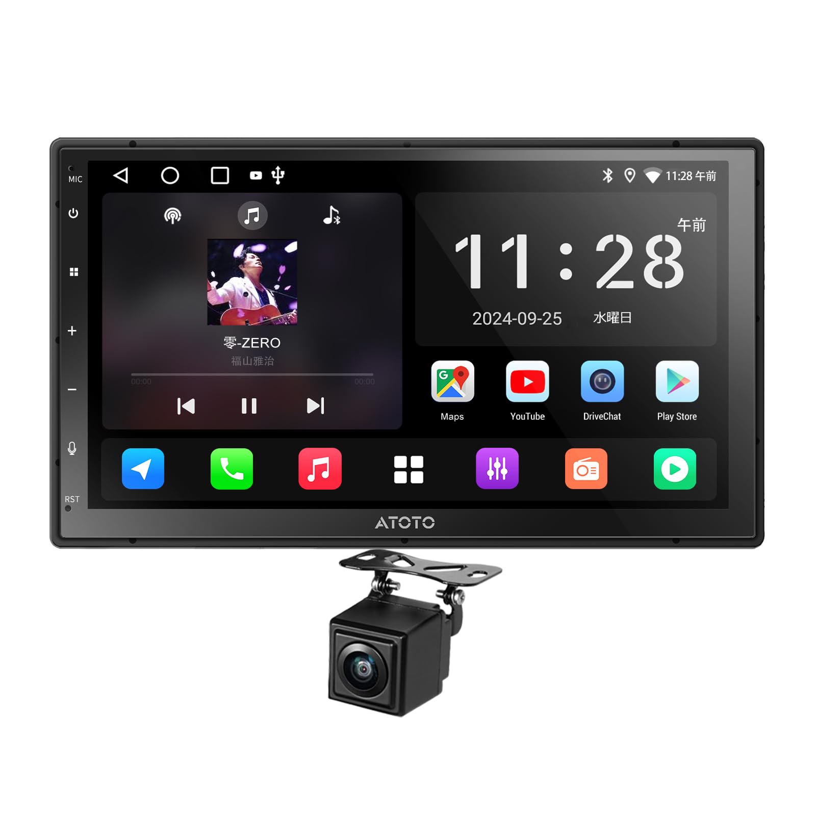 

ATOTOZONE A5L Android Navigation System with Display Wireless CarPlay Android GPS AI and Backup Camera 2-DIN 7-inch Audio, Wi-Fi/BT/USB Tethering, &