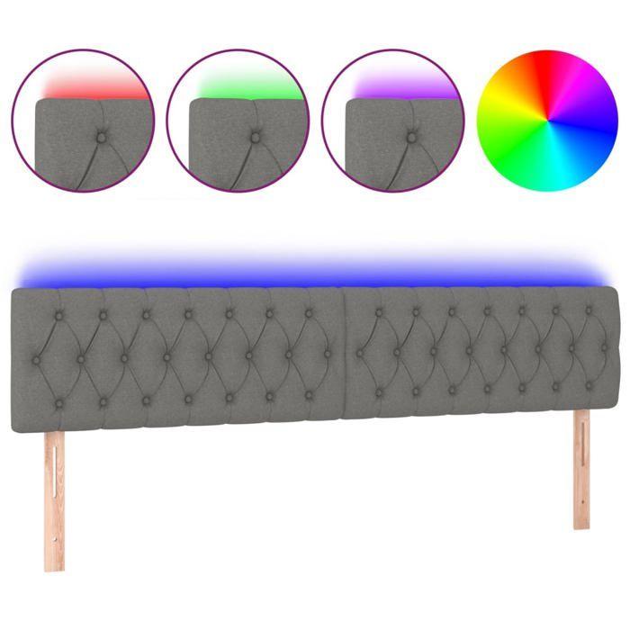 VidaXL Tête de Lit à LED Meuble de Chambre à Coucher Accessoire de Lit Double Tête de Cadre de Lit Intérieur Gris Foncé 3121963
