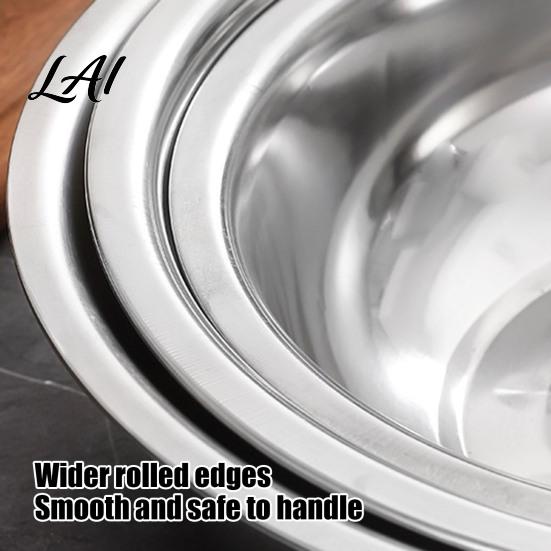 Large Capacity Dough Kneading Basin Stainless Steel Mixing Bowl Kitchen Prep Bowl for Flat Bottom Soup Pot Washing Vegetables Heavy Duty Home Multi