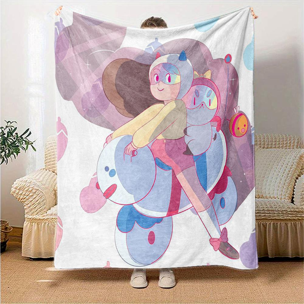 Bee and PuppyCat Flannel Blanket, High quality Comfortable for All Seasons, Home Decor, Warmth and Comfort