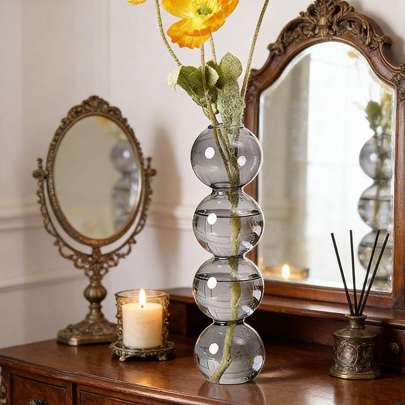 1Pc Glass Vase Hydroponics Desktop Ornaments Crystal Ball Bottle Creative Art Flower Ware Home Decor Colorful Ins