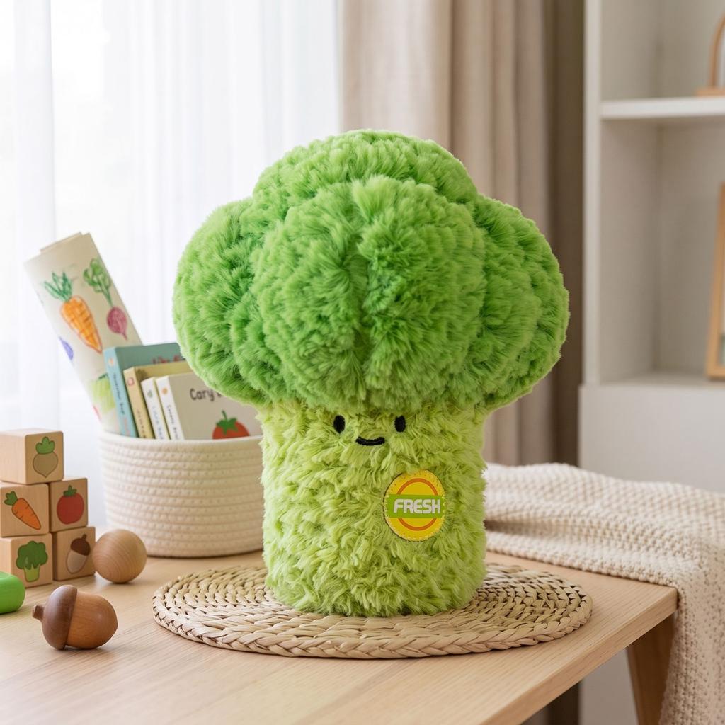 Broccoli Plush Toy - Soft Vegetable Stuffed Animal, Cute Food Doll for Bedroom Decor Kids' Gift
